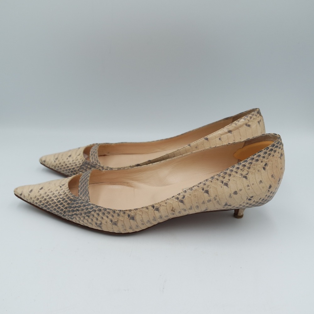 Jimmy Choo Beige Snakeskin Pointed Toe Kitten Heels
